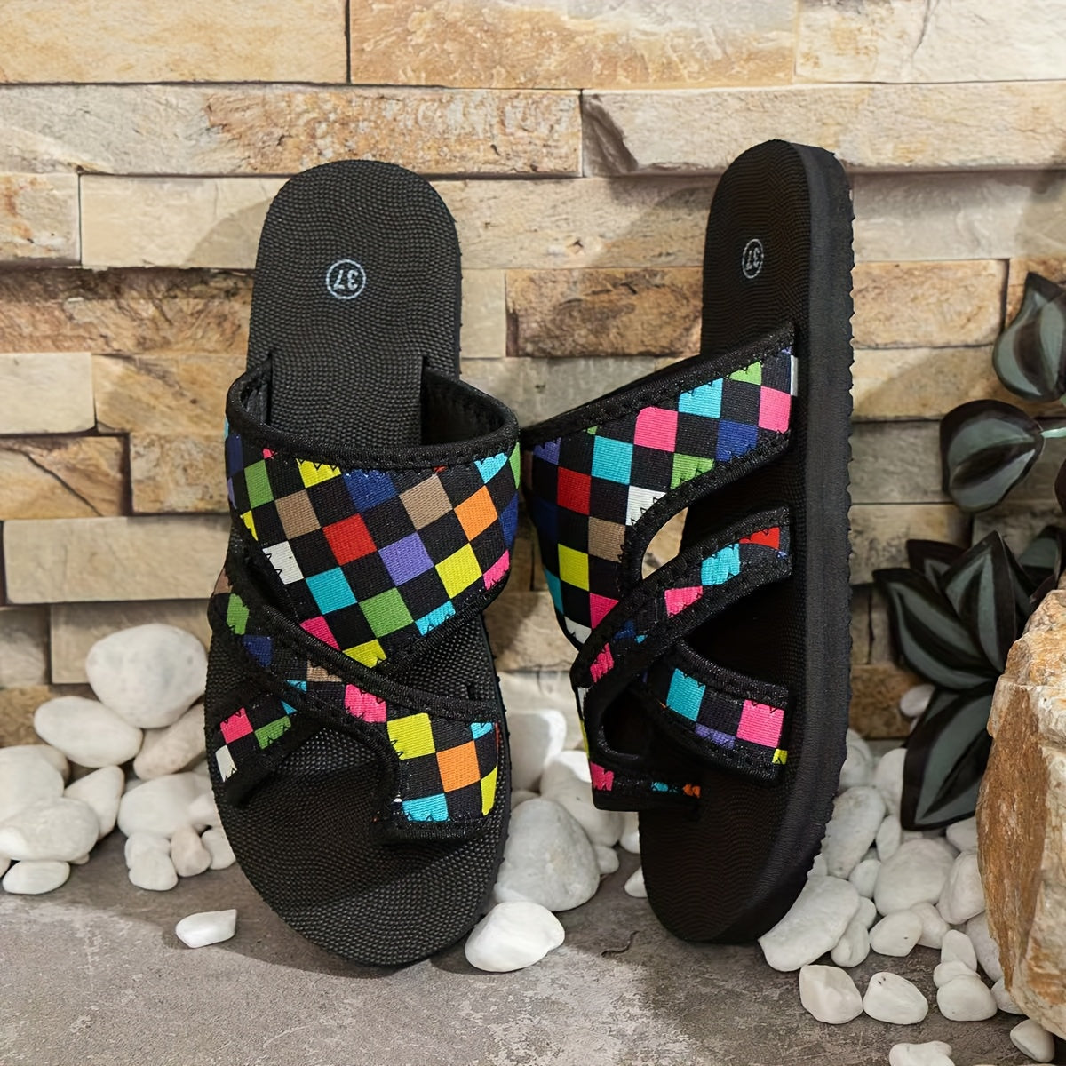 Women's Mesh Slip-On Sandals with Non-Slip Rubber Sole and Flat Heel