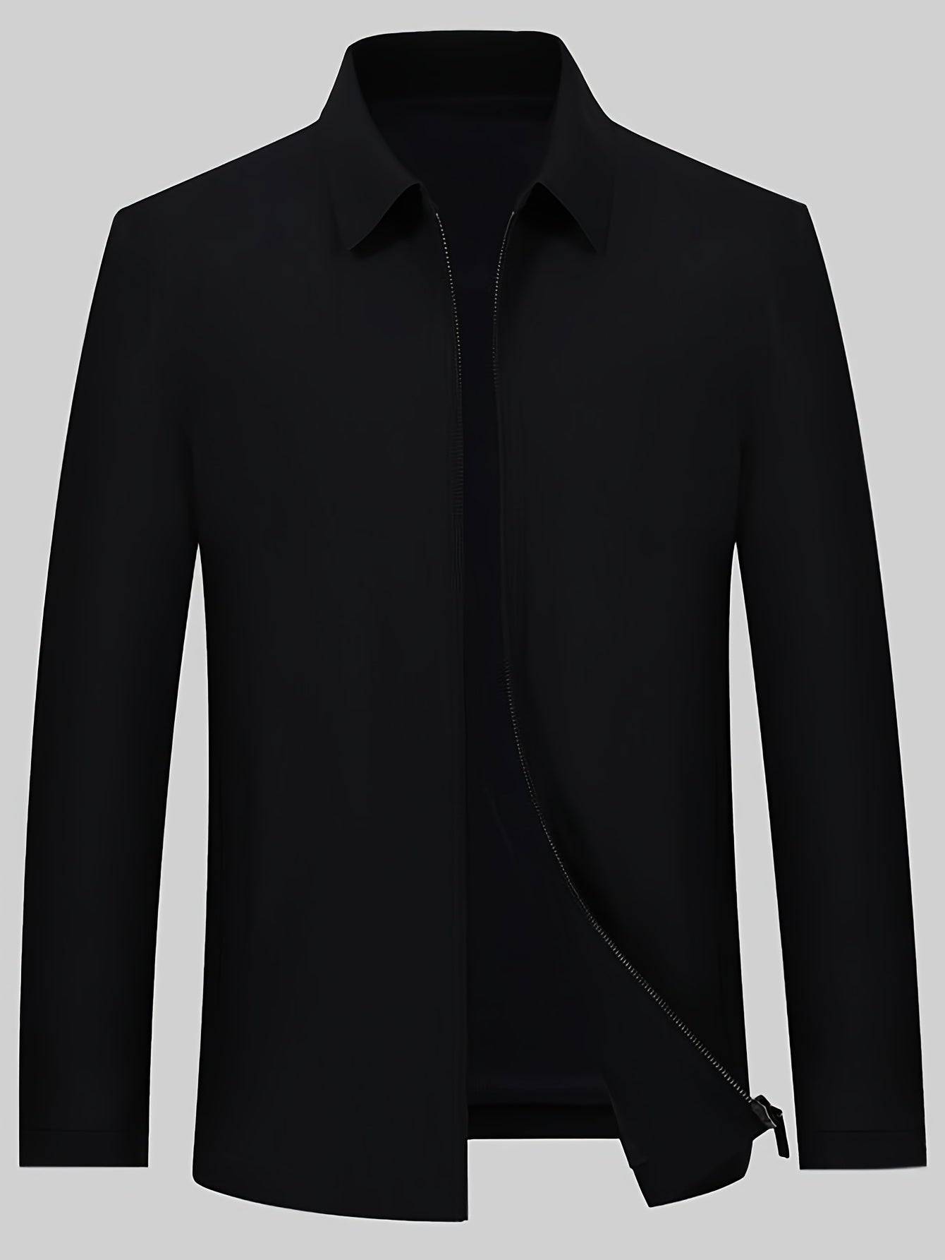 Katta yoshli erkaklar uchun qattiq rangdagi cho'zilmaydigan polyesterdan tayyorlangan tasodifiy ish jileti, bahor/kovak uchun mos, cho'ntaklari bilan.