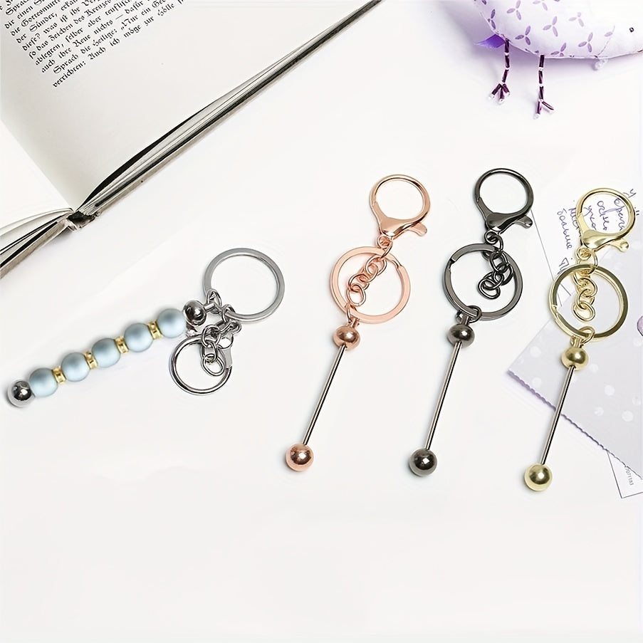 Golden Pearl Keychain Rods Set for DIY Crafts Pendant Hanging Chain for Men and Women