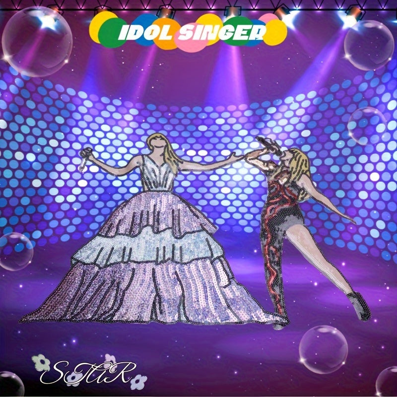 Set of 2 Elegant Black and Lavender Dress Pin Badges for Women