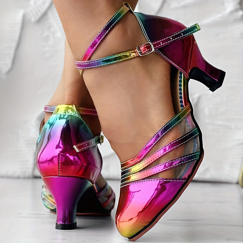 Women's Colorful Mesh High Heels with Chunky Heel Orthopedic Dress Pump