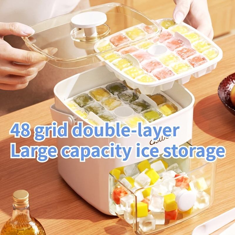 Portable 48-Grid Double-Layer Ice Maker 21L Capacity for Bar and Party Use