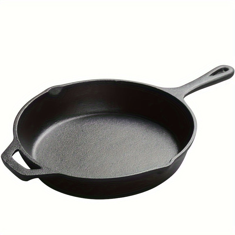 12-Inch Cast Iron Frying Pan Flat Bottom No Coating for Frying Baking