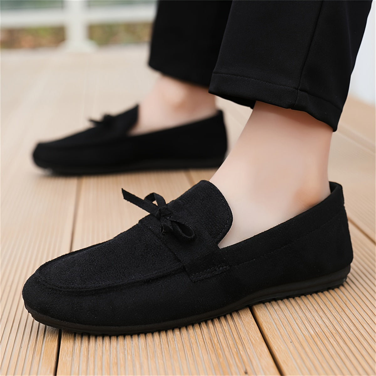 Men's Slip-On Loafers Solid Color Non-Slip Rubber Sole Casual Dress Shoes