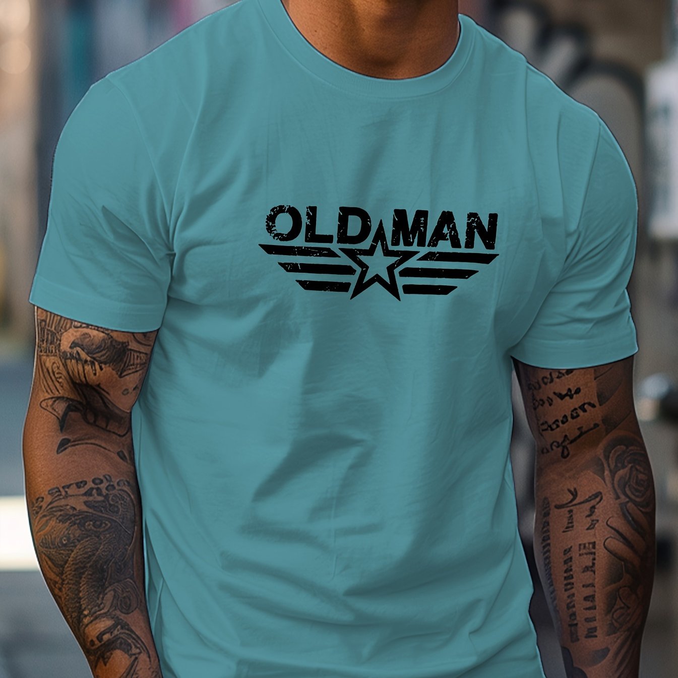 Мужская футболка из полиэстера с круглым вырезом, короткий рукав, обычный крой, летняя с графикой, увеличенного размера