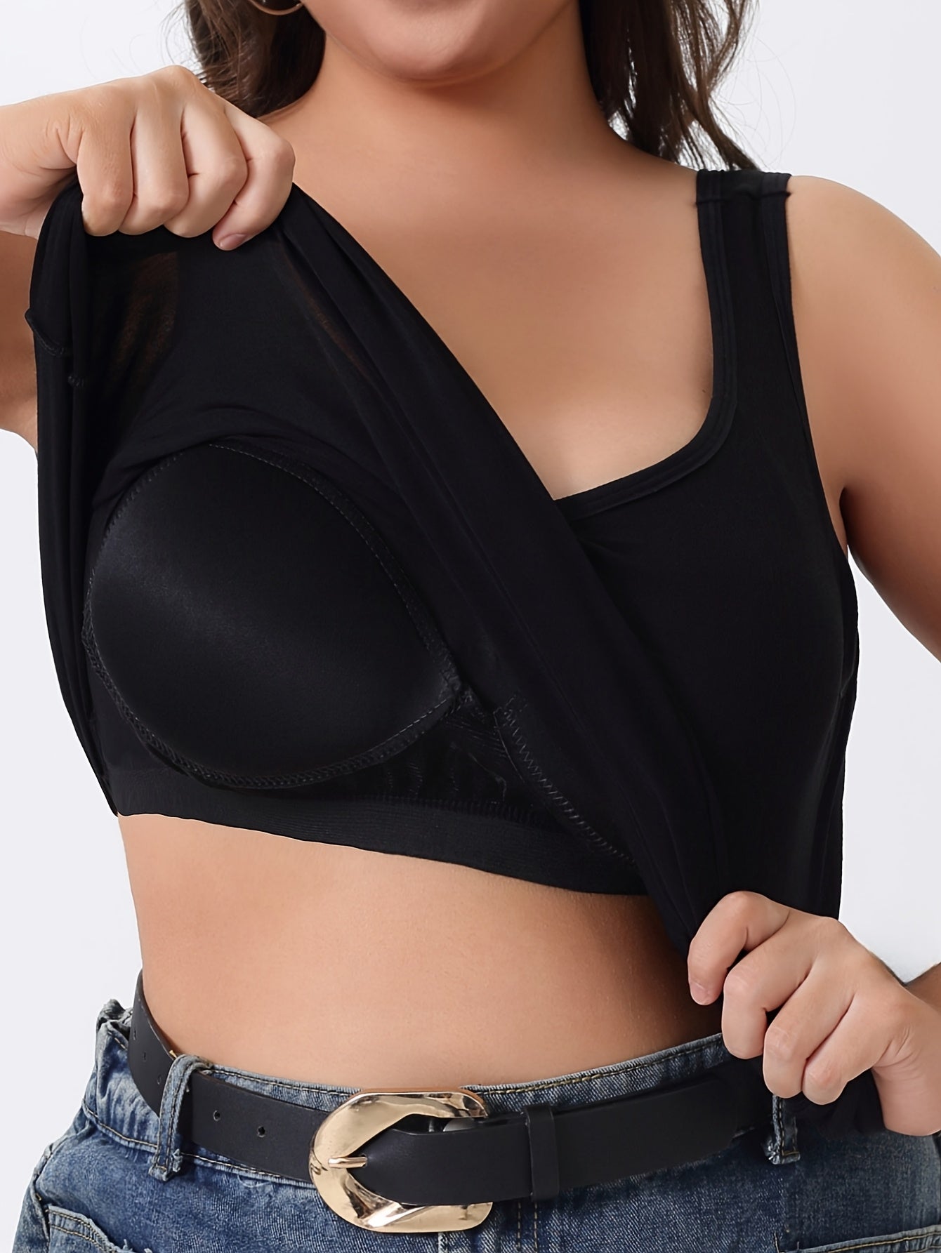 Women's Plus-Size Tank Tops Set with Built-In Bras Breathable Shaping