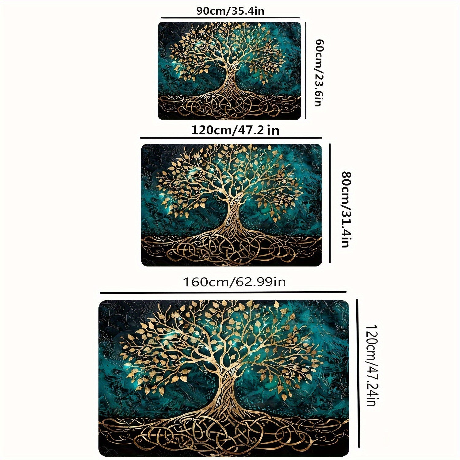 Golden Leaf Tree Rug Anti-Slip Stain Resistant Indoor Outdoor Carpet