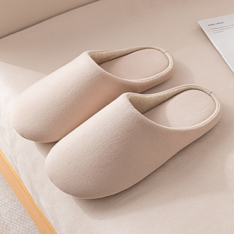 Women Slip-On Slippers Soft Plush Fabric Indoor Outdoor Comfort Minimalist Durable