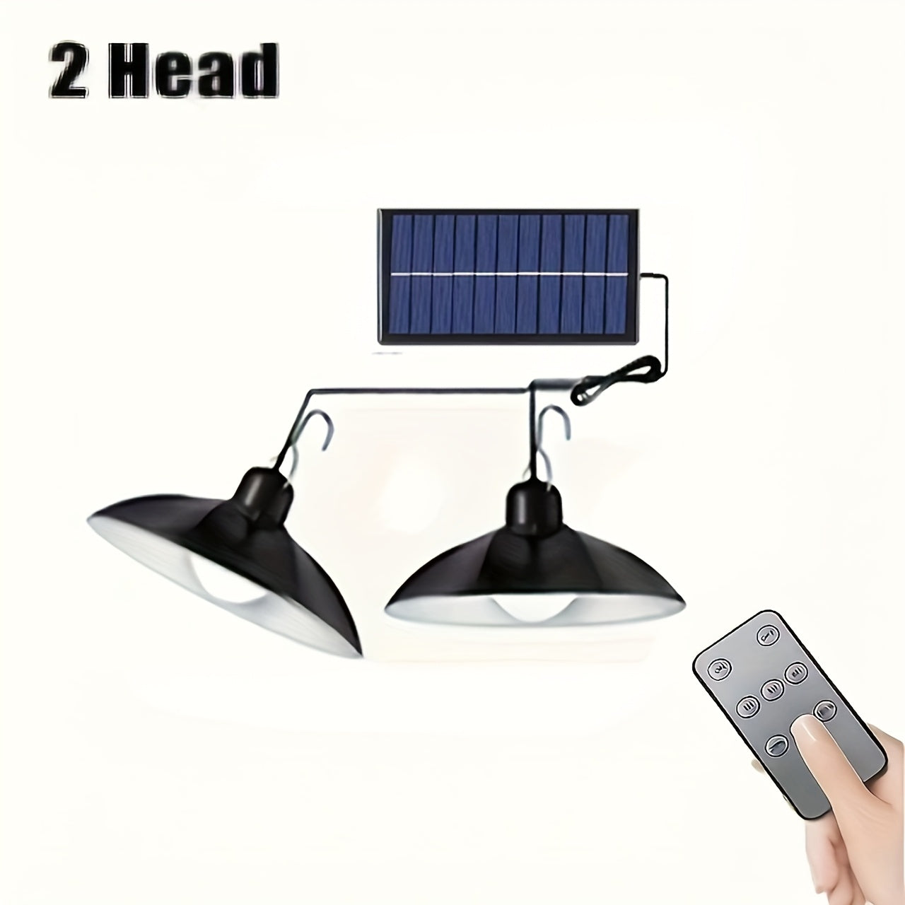 Наружный солнечный подвесной свет с двумя головками LED для кемпинга на автофургоне, украшение для патио