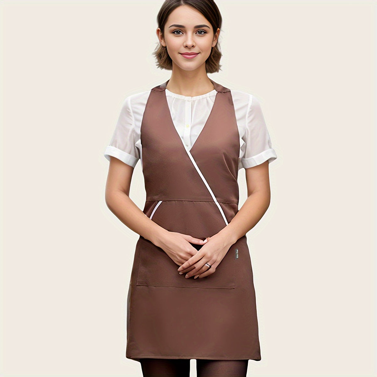 Erkaklar va ayollar uchun premium polyester oshpaz aproni - restoran, kafe va nonvoyxona xodimlari uchun klassik bir rangli oshpaz va xizmat aproni