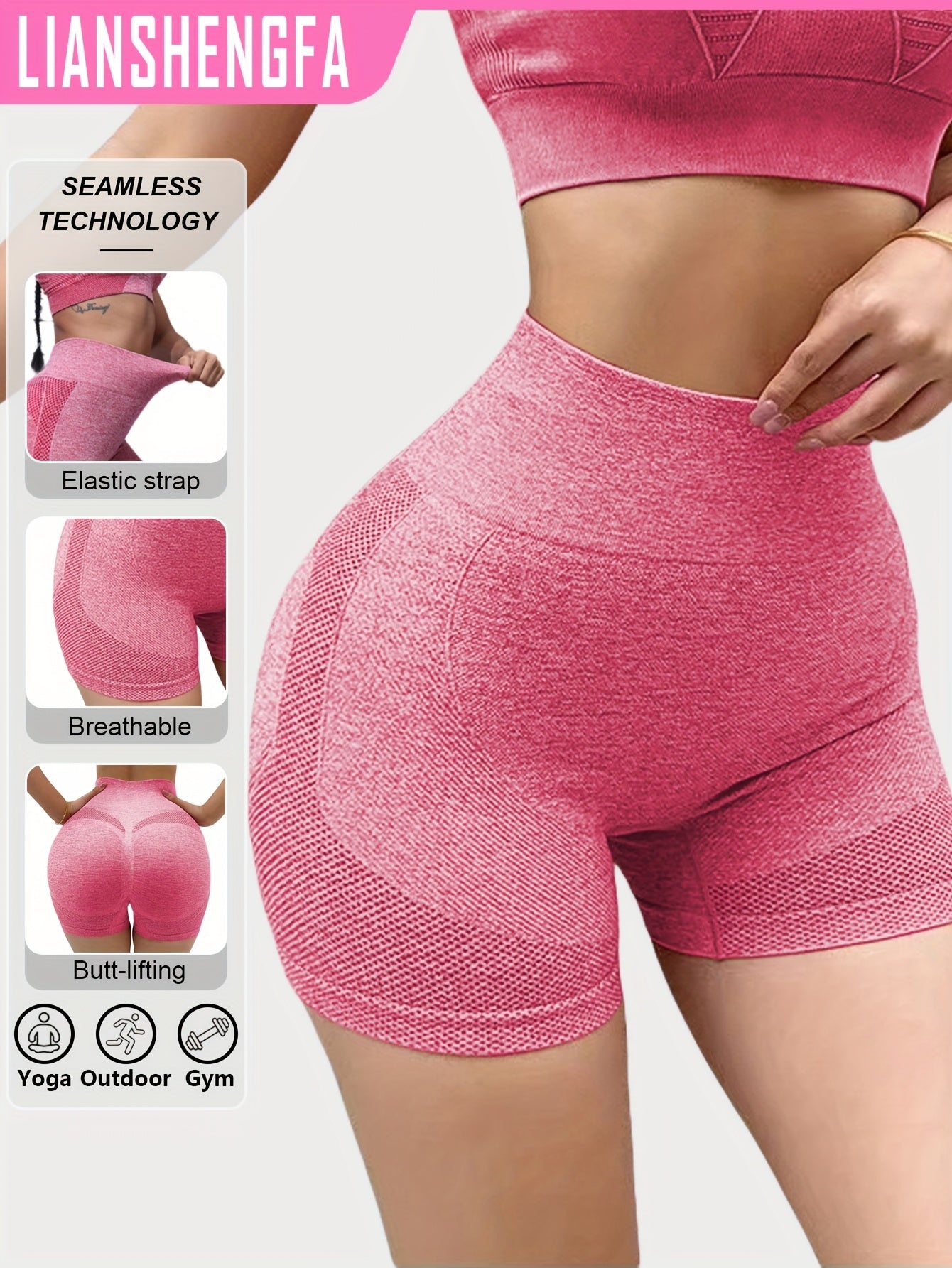 Seamless High Waist Yoga Leggings with Butt Lifting Support for Running and Outdoor Sports