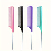 Peine de cola de ratón de acero inoxidable para hombres y mujeres, peine de dientes finos, herramienta de detallado