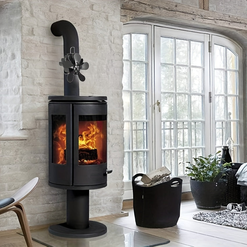 Magnetic Wood Stove Fan 5-Blade Heat-Powered Fireplace Fan for Wood-Burning Stoves