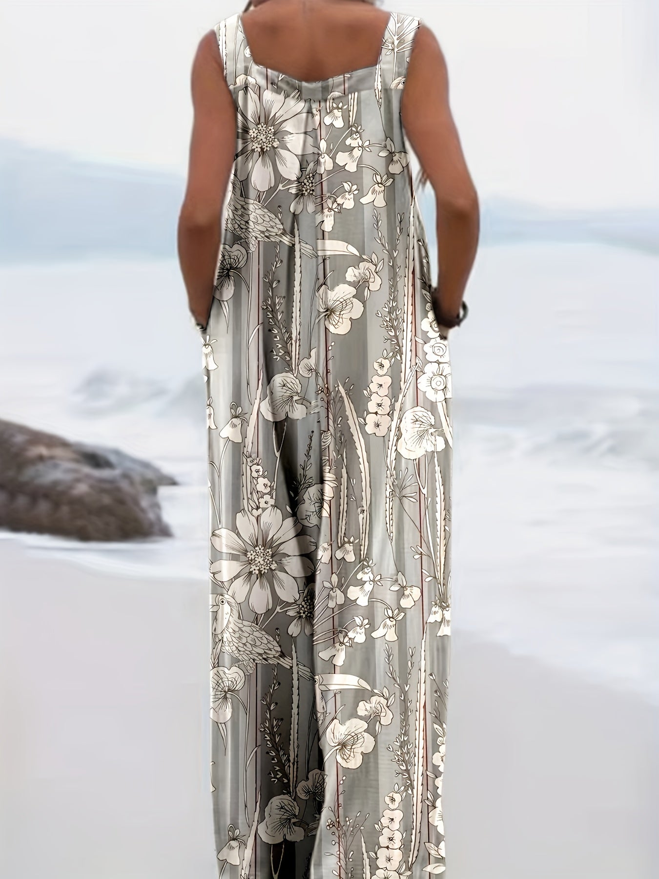 Pantalones anchos de mujer con estampado floral, ligeros, transpirables y para todas las estaciones, ropa de playa