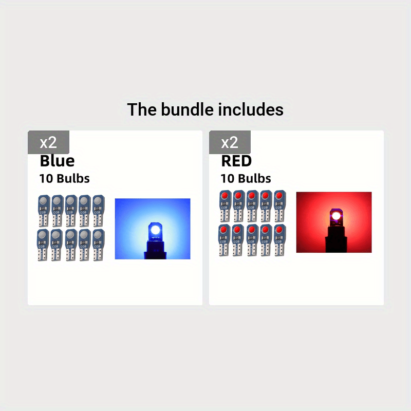 10 Pieces T5 LED Car Dashboard Lights 12V DC Instrument Panel Indicator