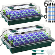 Seedling Starter Kit with 2 Trays High Dome 80 Cells LED Grow Lights Timer