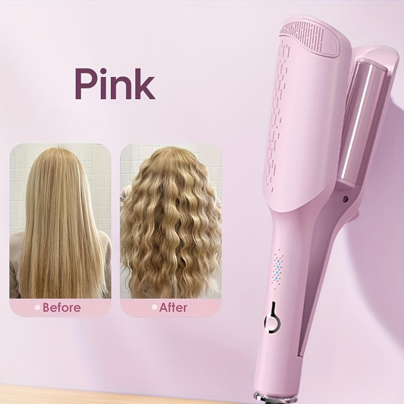 Women Ceramic Hair Waver with 32mm Dual Barrels for Wide and Deep Waves
