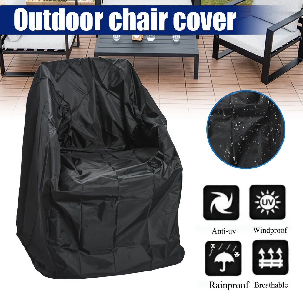 Outdoor Waterproof Chair Cover Black and Silver Polyester for Garden Furniture