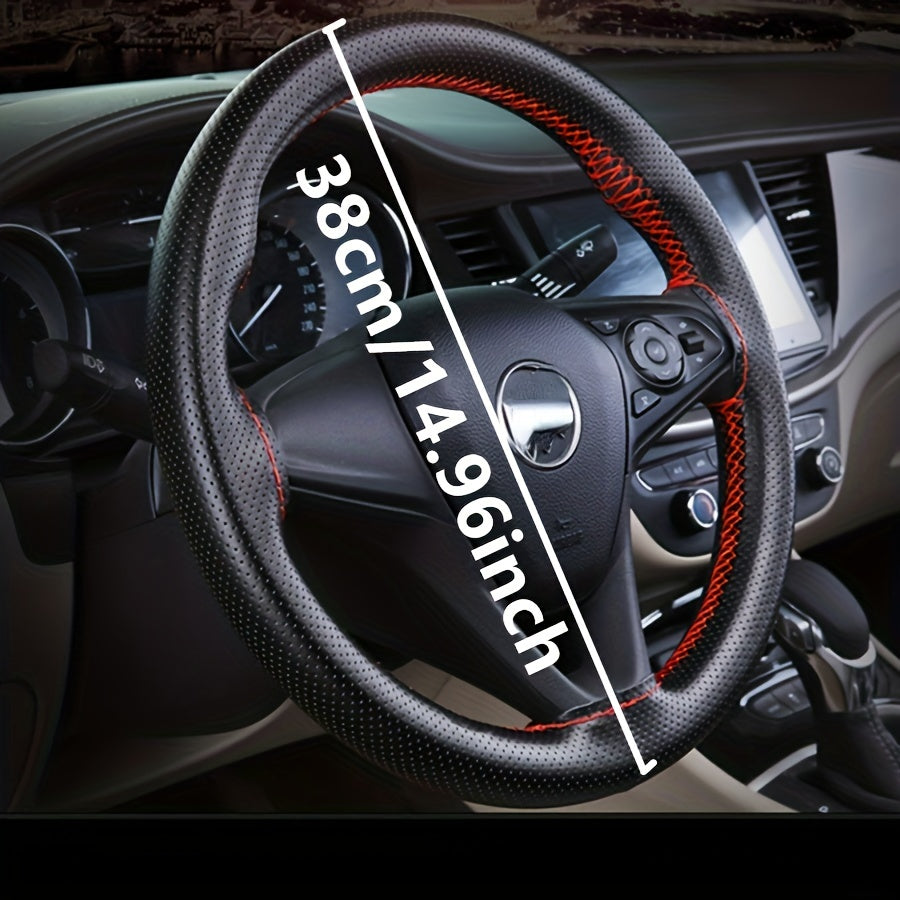 Universal charm leather rul boshqaruv g'ildiragi qoplamasi qo'lda tikilgan, sirpanmaydigan, 38cm ga mos keladi