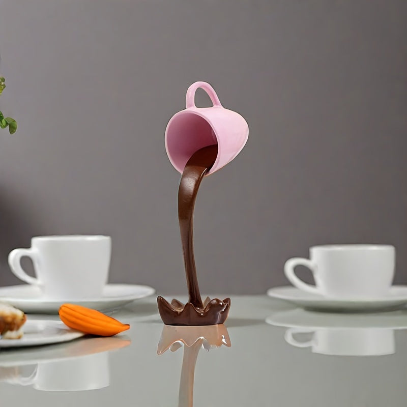 Decorative Resin Coffee Cup with Water Overflow Effect for Room and Office Decor