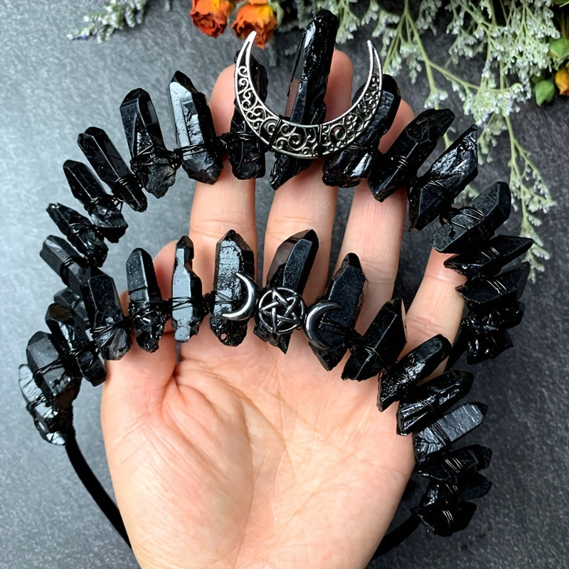 Diadema de cristal de cuarzo vintage Accesorio de cabello de cristal natural para mujeres