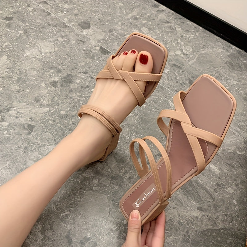 Women's PVC High Heel Sandals Chunky Open Toe Non-Slip Beach Shoes