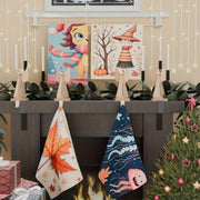 Set of Four Christmas Kitchen Towels, Soft Polyester, 45x66 cm, Fantasy Design