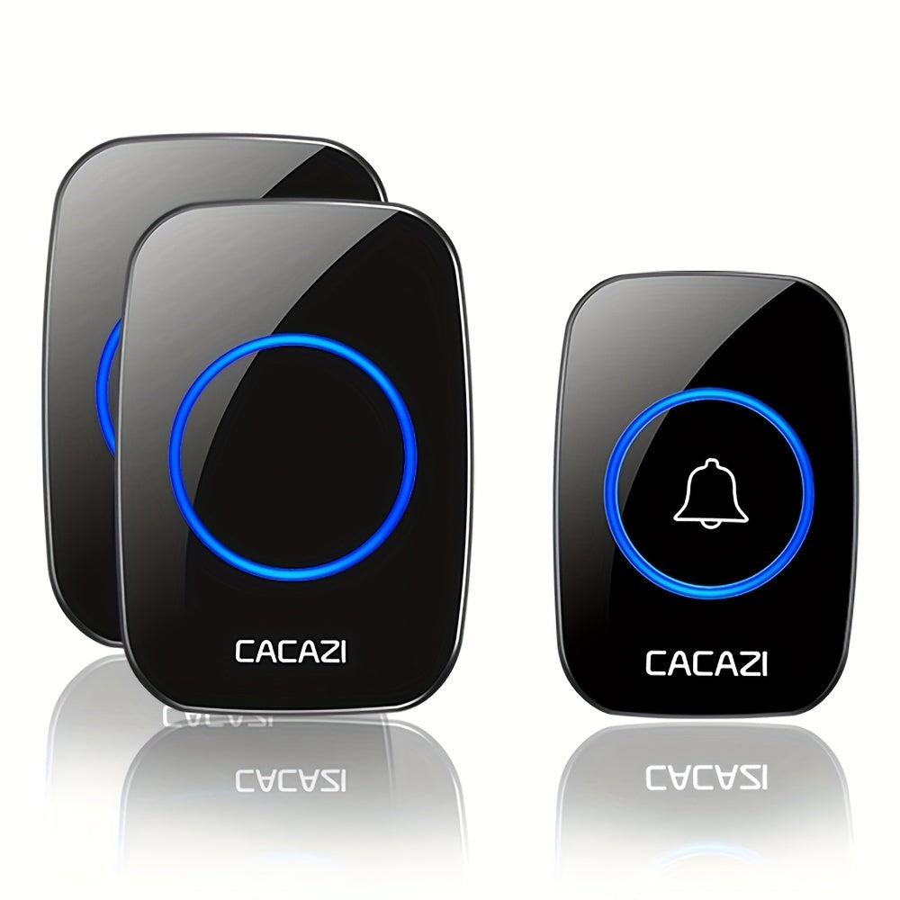 Wireless Doorbell Set with 2 Plug-in Receivers 304.8m Range 60 Melodies Volume Control EU Plug