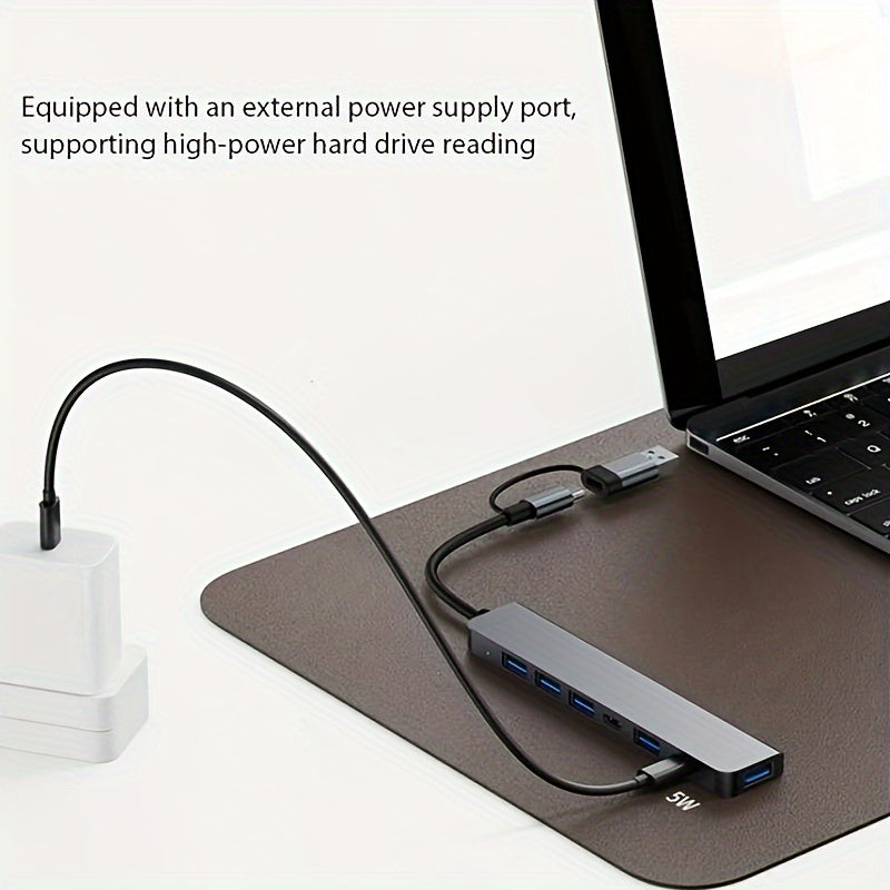 8-port USB 3.0 Type-C hubi, audio mikrofon va Micro SD karta o'quvchi bilan, noutbuklar va MacBook Pro uchun