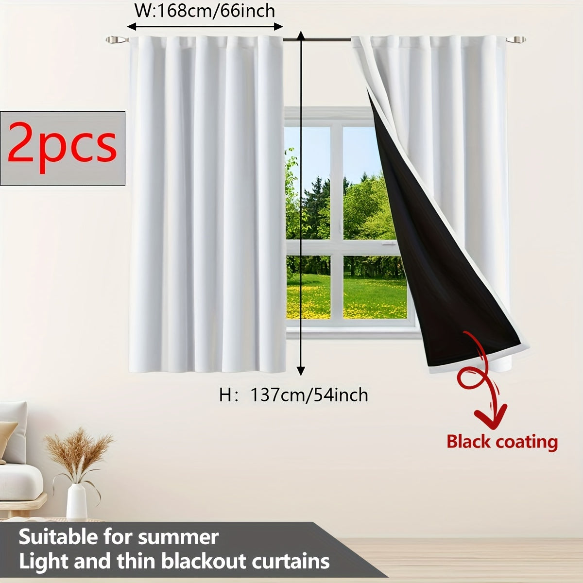 Two Pieces Blackout Curtains Thermal Insulated Twill for Bedroom Living Room