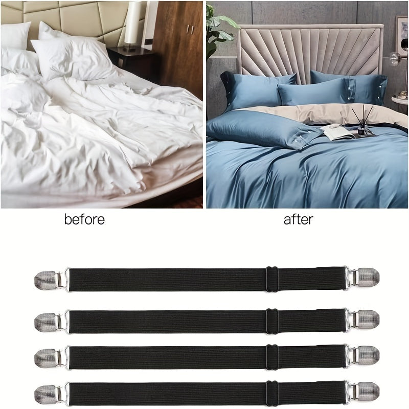 Nylon Bed Sheet Fasteners Clips Secure Bed Sheet Straps with Clasps for Furniture