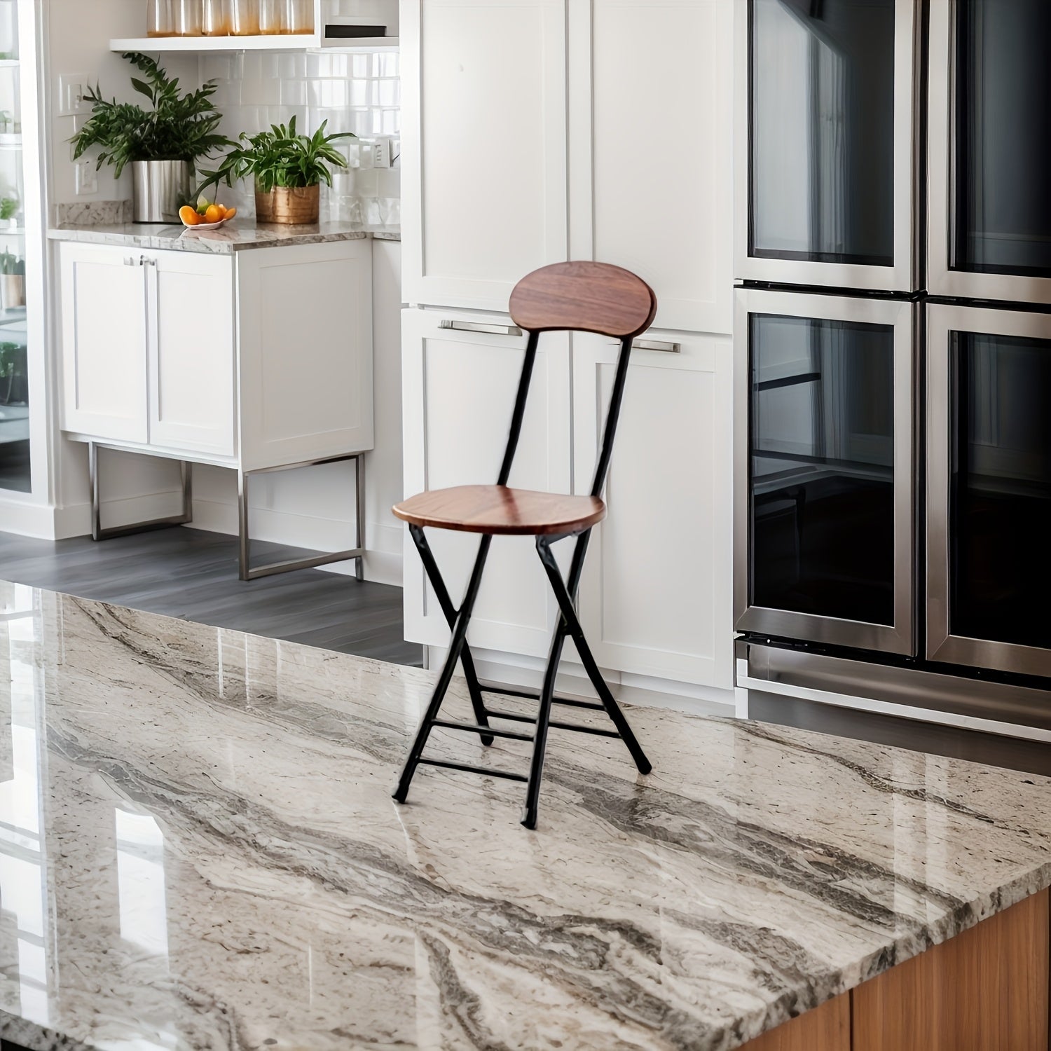 Глубокий коричневый эргономичный складной стул Легкий прочный портативный для дома, офиса, на природе