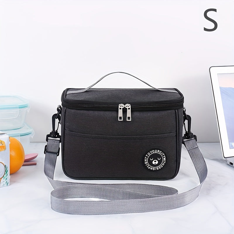 Large Capacity Portable Lunch Bag Cationic Oxford Cloth Thermal Bento for School and Kitchen