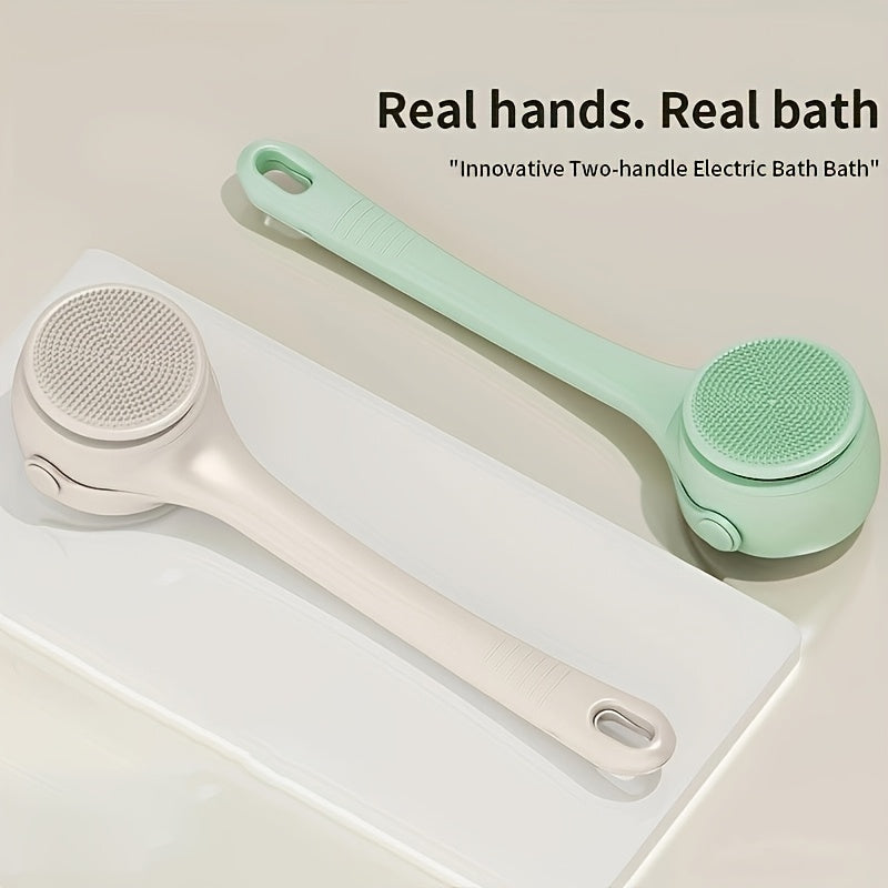 Electric Shower Brush Cleaner with 2 Long Handles 4 Rotating Shower Heads Silicone Body Scrub