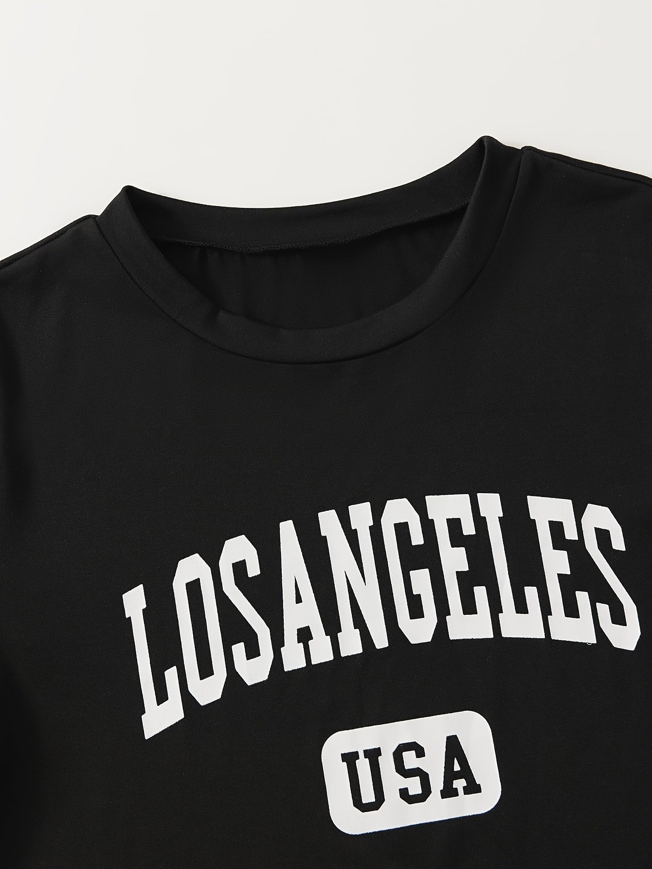 Women's Lounge Set with Letter Print Short Sleeve Top and Drawstring Joggers