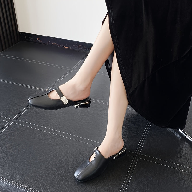 Women Mule Shoes Synthetic Cover Black White Pointed Toe All-Season