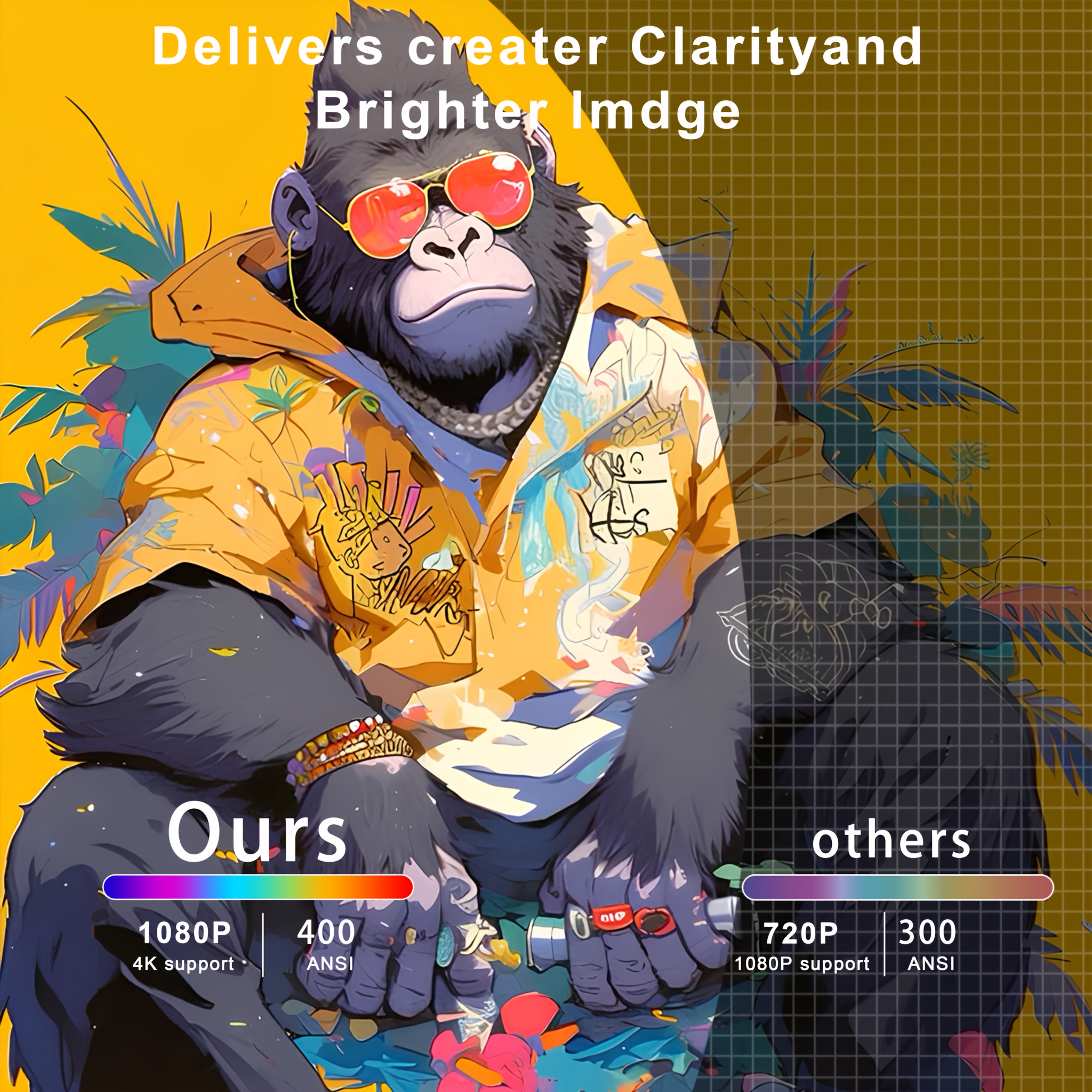 Smart 4K Video Projector with Touchscreen, 1080P, WiFi 6, Autofocus