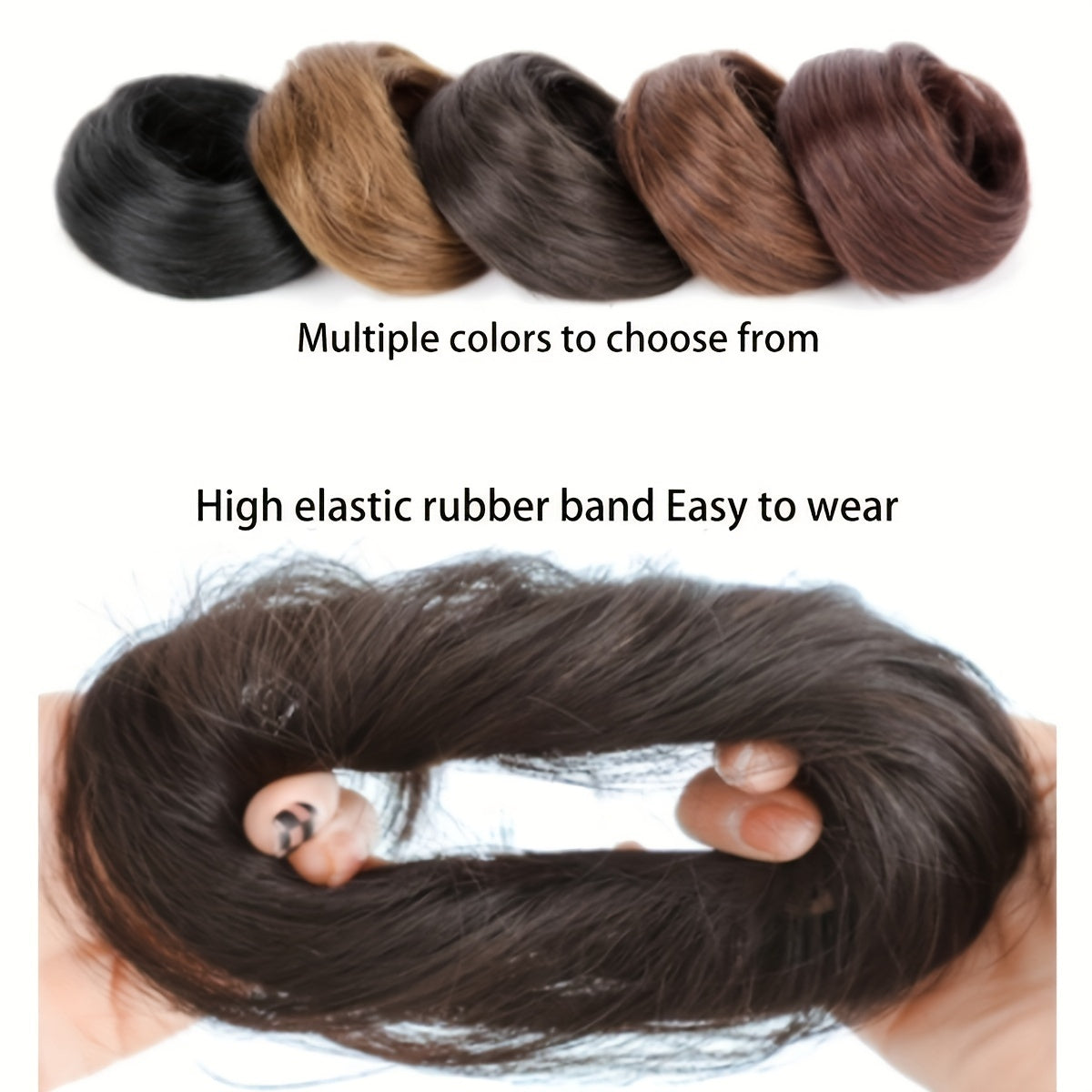 Women Synthetic Hair Bun Ponytail Extension 3-Inch Elastic Donut for Casual and Party Wear