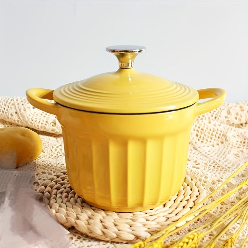 Enamel Cast Iron Dutch Oven Pot with Lid Non-Stick Induction Compatible 1 Piece