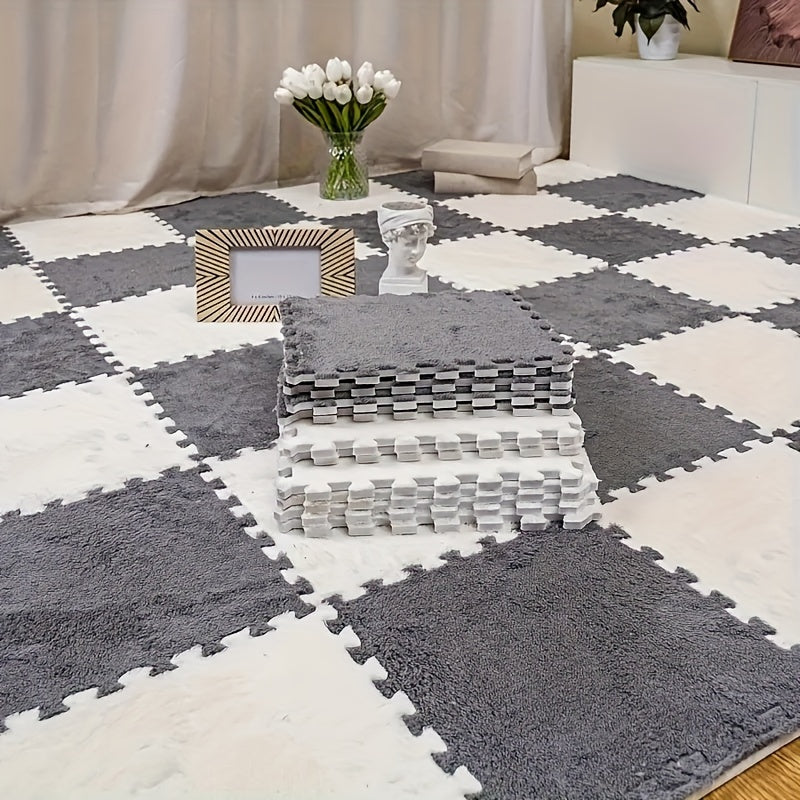 Alfombra de felpa para suelo, 24 piezas, acogedora, a medida para dormitorio y sala de estar