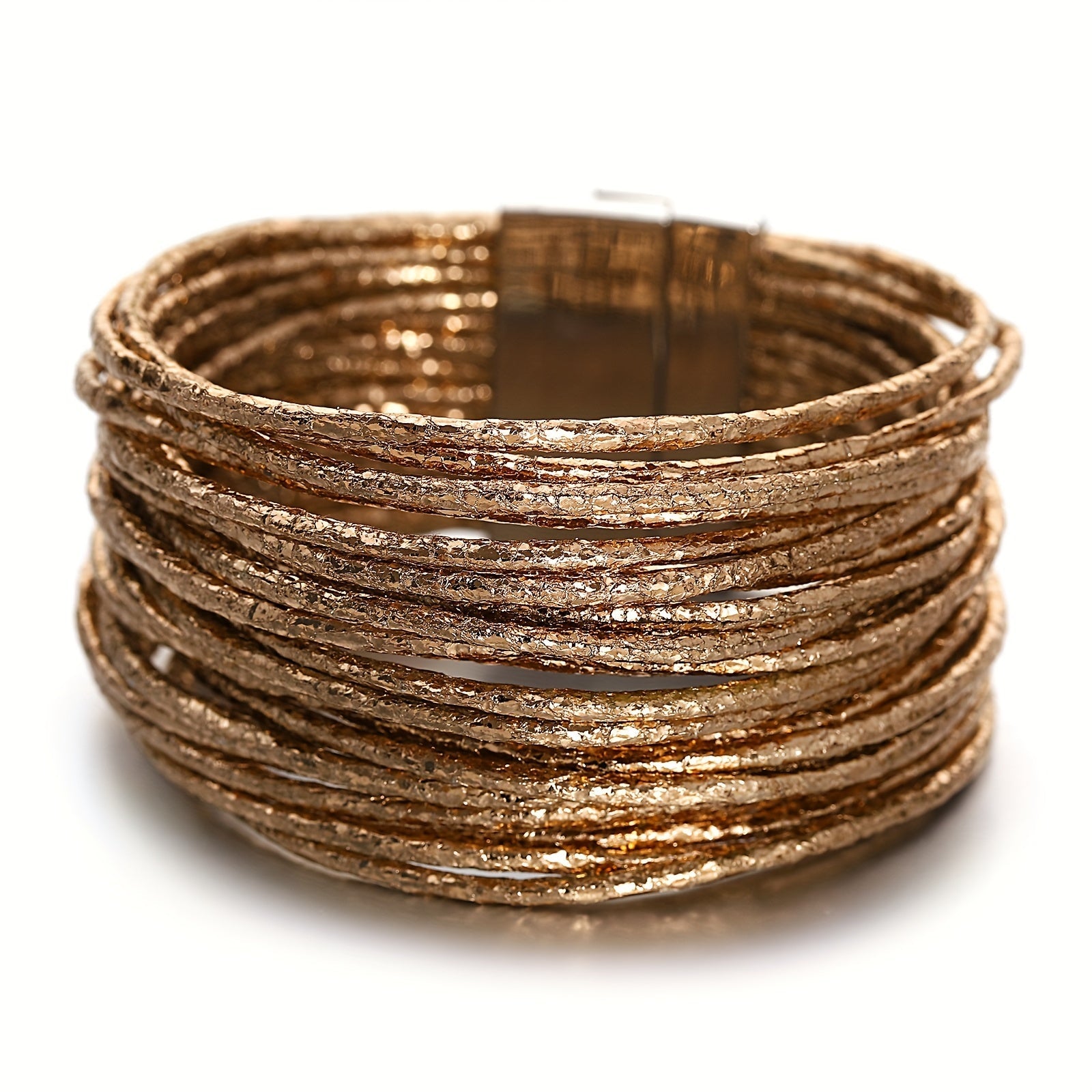 Multilayer Wrap Bracelet with Metallic Glitter Leather Magnetic Clasp for Men Women
