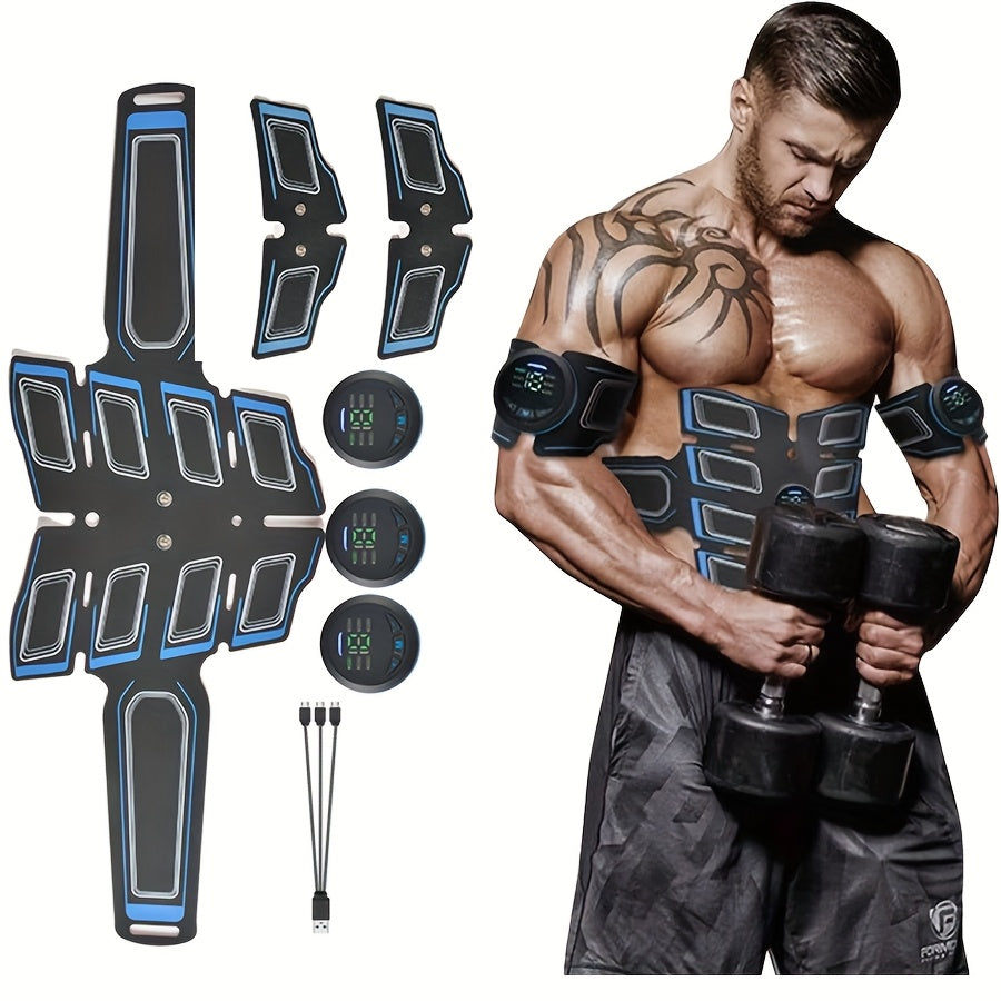 USB Rechargeable EMS Massage Belt for Abdominal Muscle Training with 6 Modes and 18 Intensities