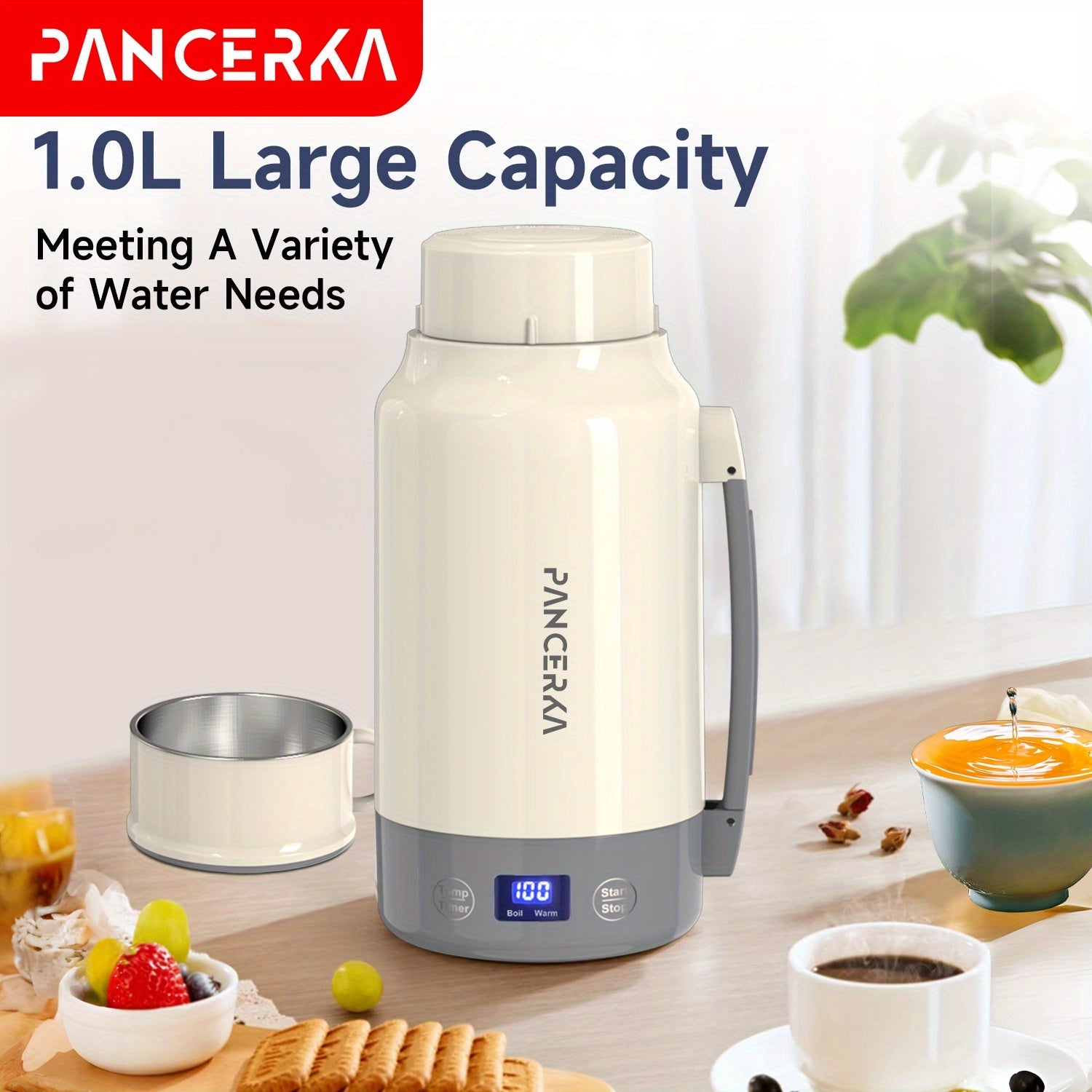 Portable Stainless Steel 1.0L Electric Kettle 800W Travel Coffee Boiler