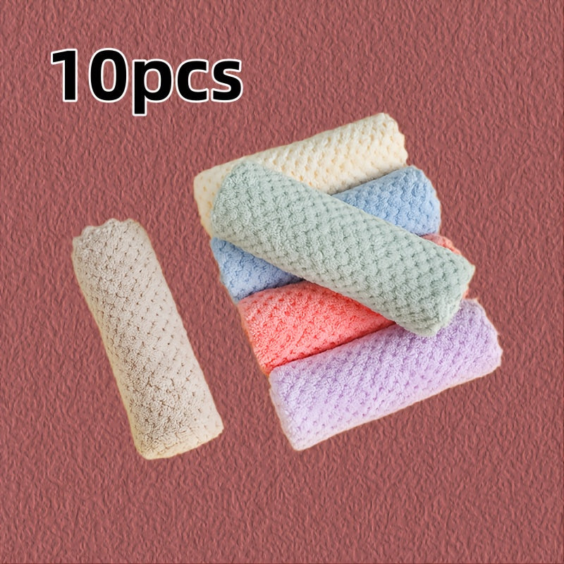 Set of 10 Microfiber Cleaning Cloths for Glass Dishes Windows Streak-Free