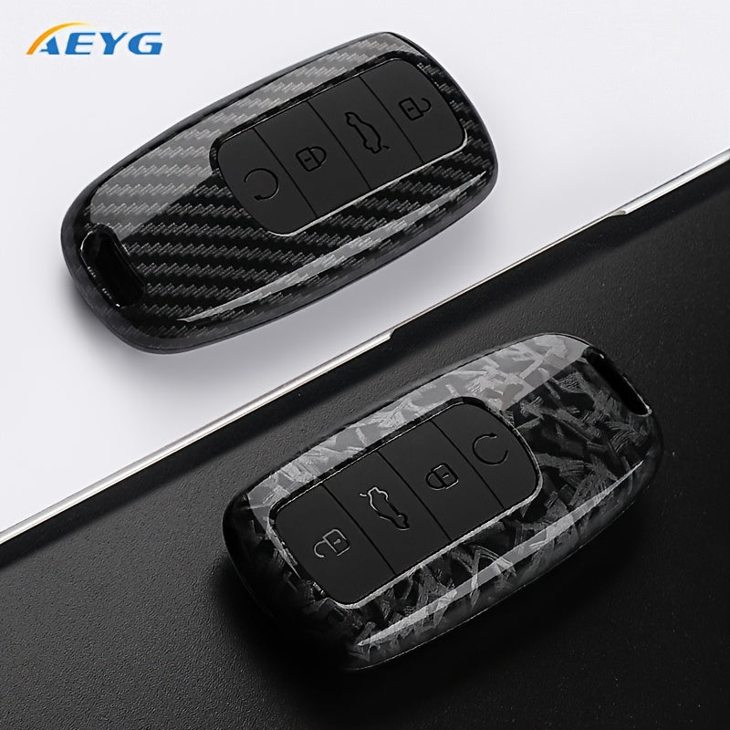 Car Key Case Cover for SUV, Carbon Fiber Style, Fob Protector, Black