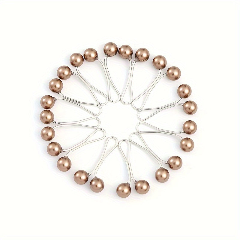 Set of 12 U-Shaped Safety Pins with Faux Pearl Beads for Headscarves Shawls Hijabs