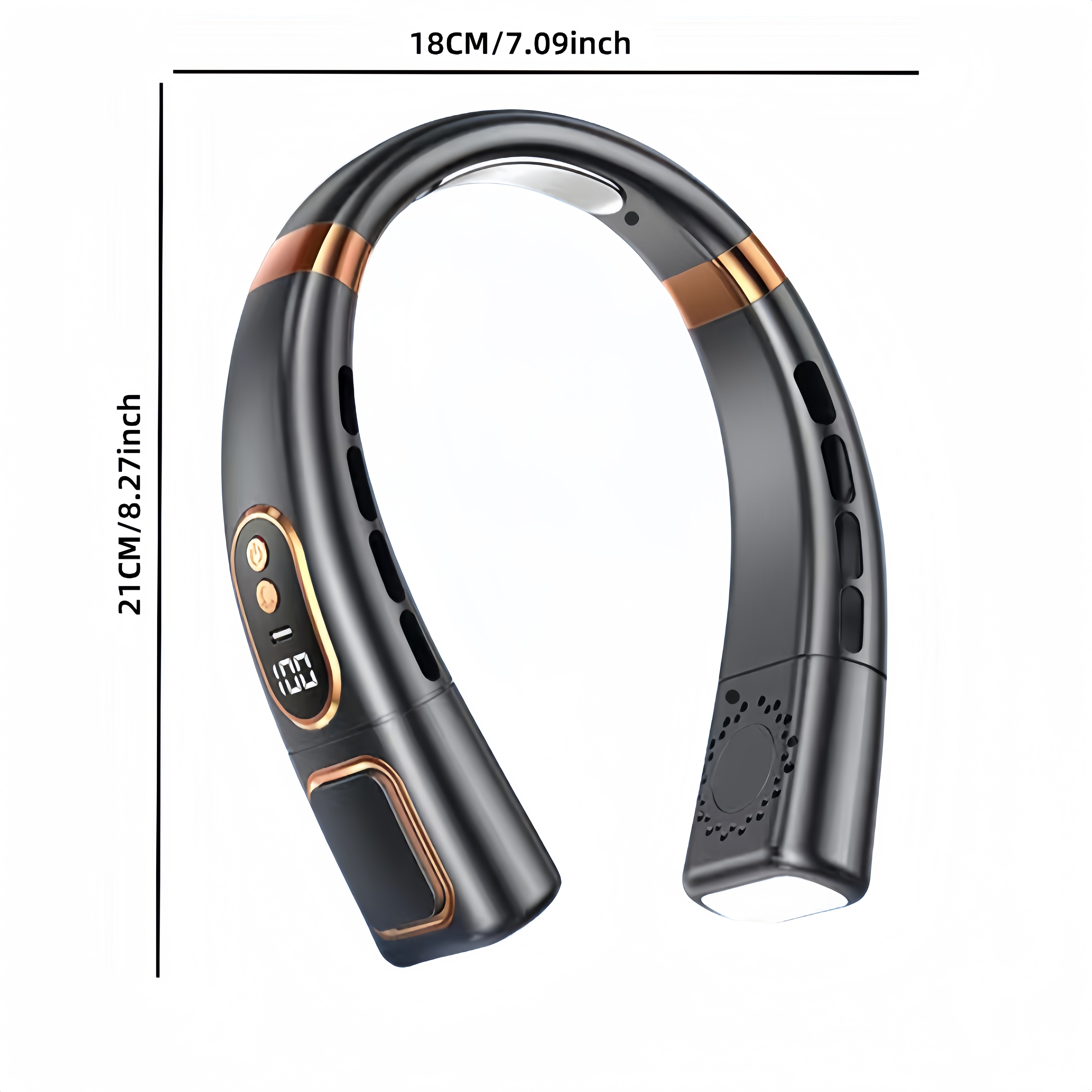 Portable Neck Fan with 5 Speeds, Rechargeable Battery, LED Light