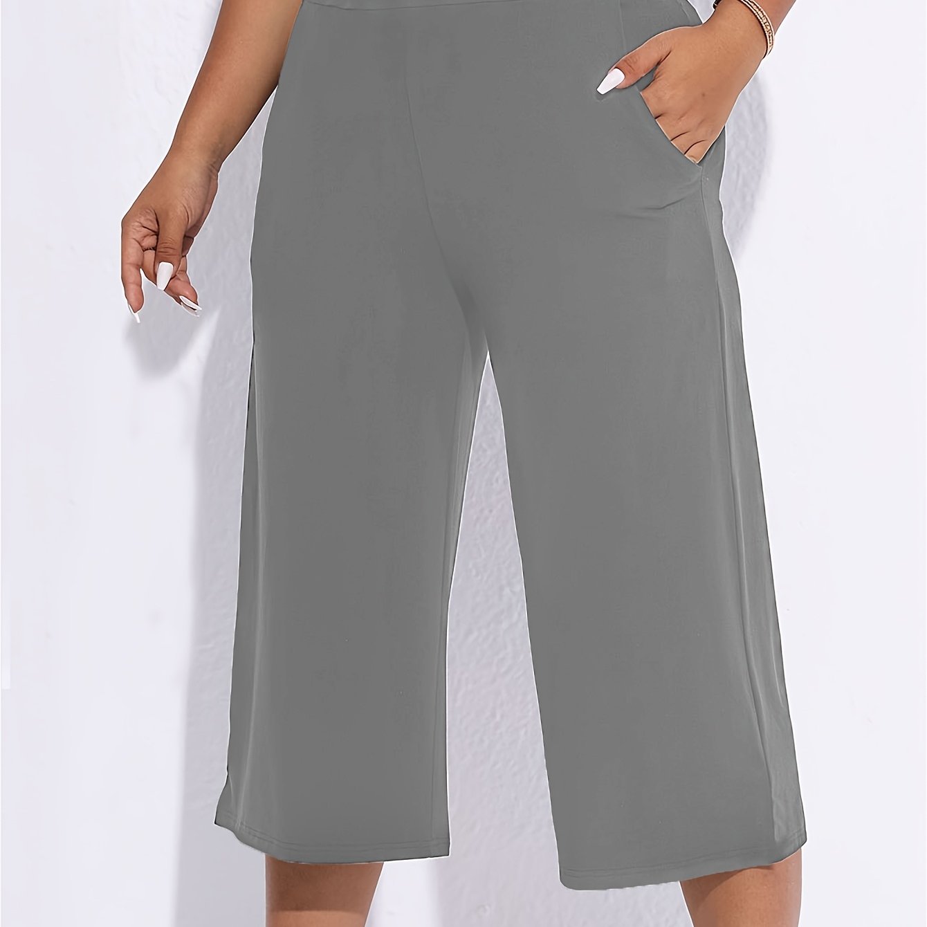 Plus Size Women's Black Straight Leg Pants Stretchy Comfortable Casual