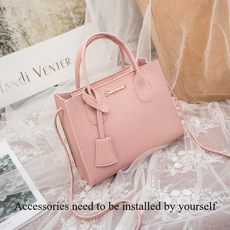 Ladies Handbags Zipper Closure PU Lychee Pattern Small Crossbody Bag for Women