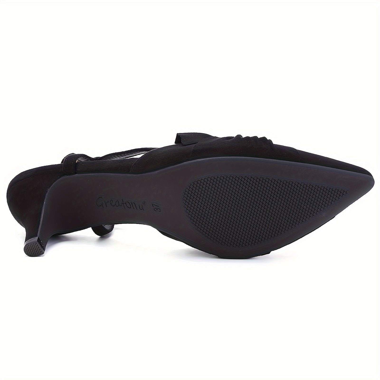 Women's Pink Bowknot Pointed Toe Sandals with Kitten Heel and Faux Cover Straps